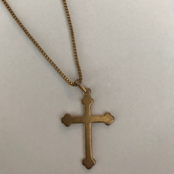 Vintage Jewelry - Gold Cross on 20” Chain